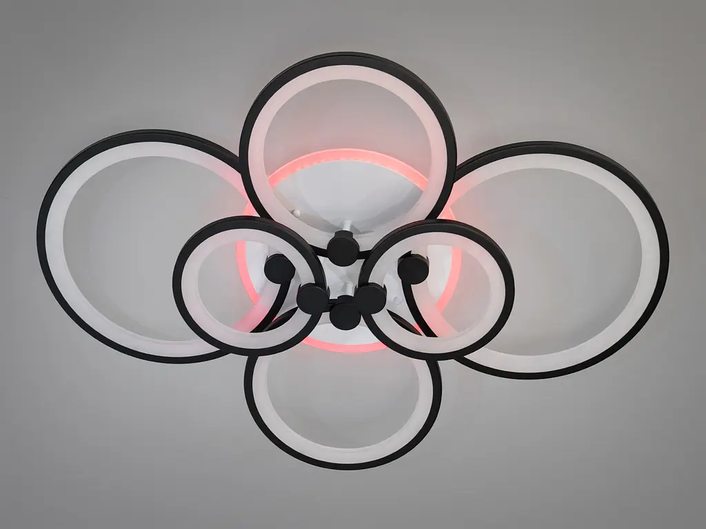 Светодиодная люстра смарт светильник с пультом, димером, 135W, черный - фото 3