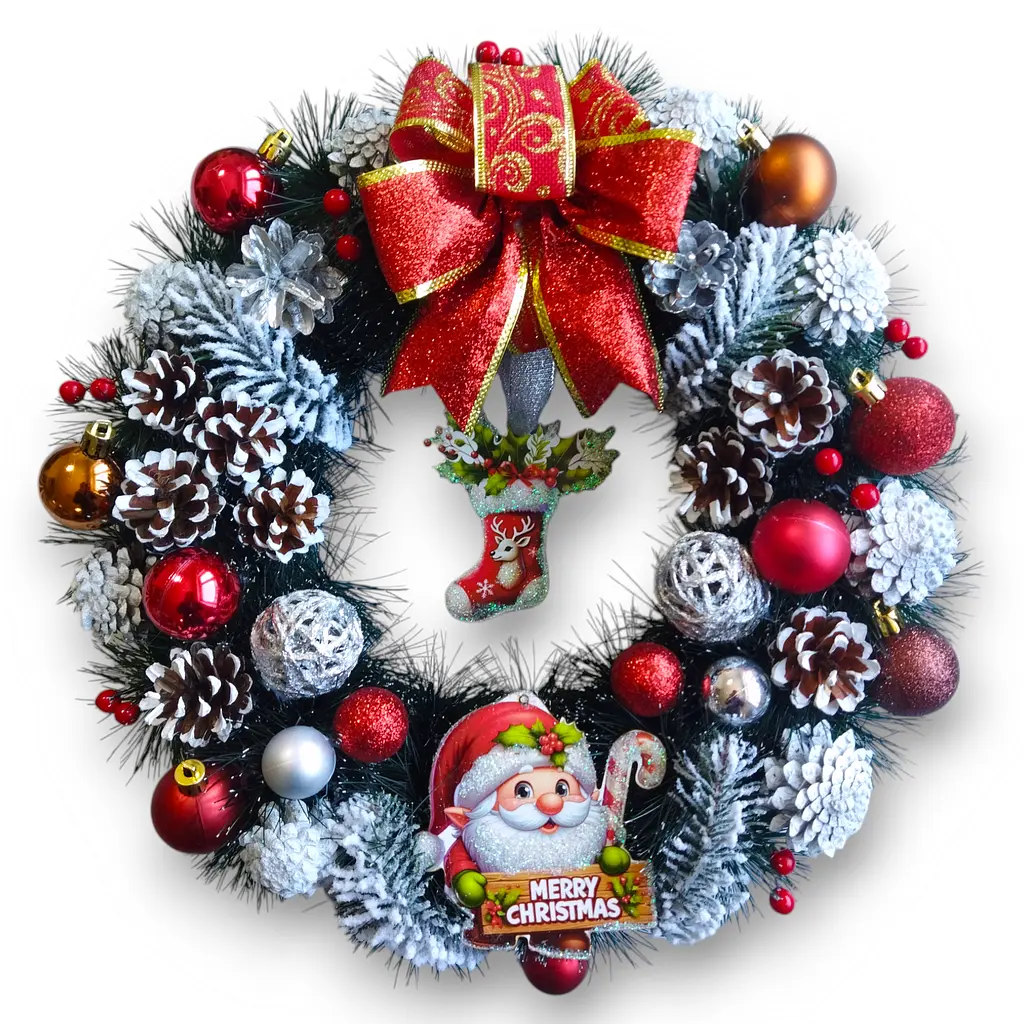 Новорічний вінок "Santa Claus" 40 см різдвяний декоративний на двері (HC17)