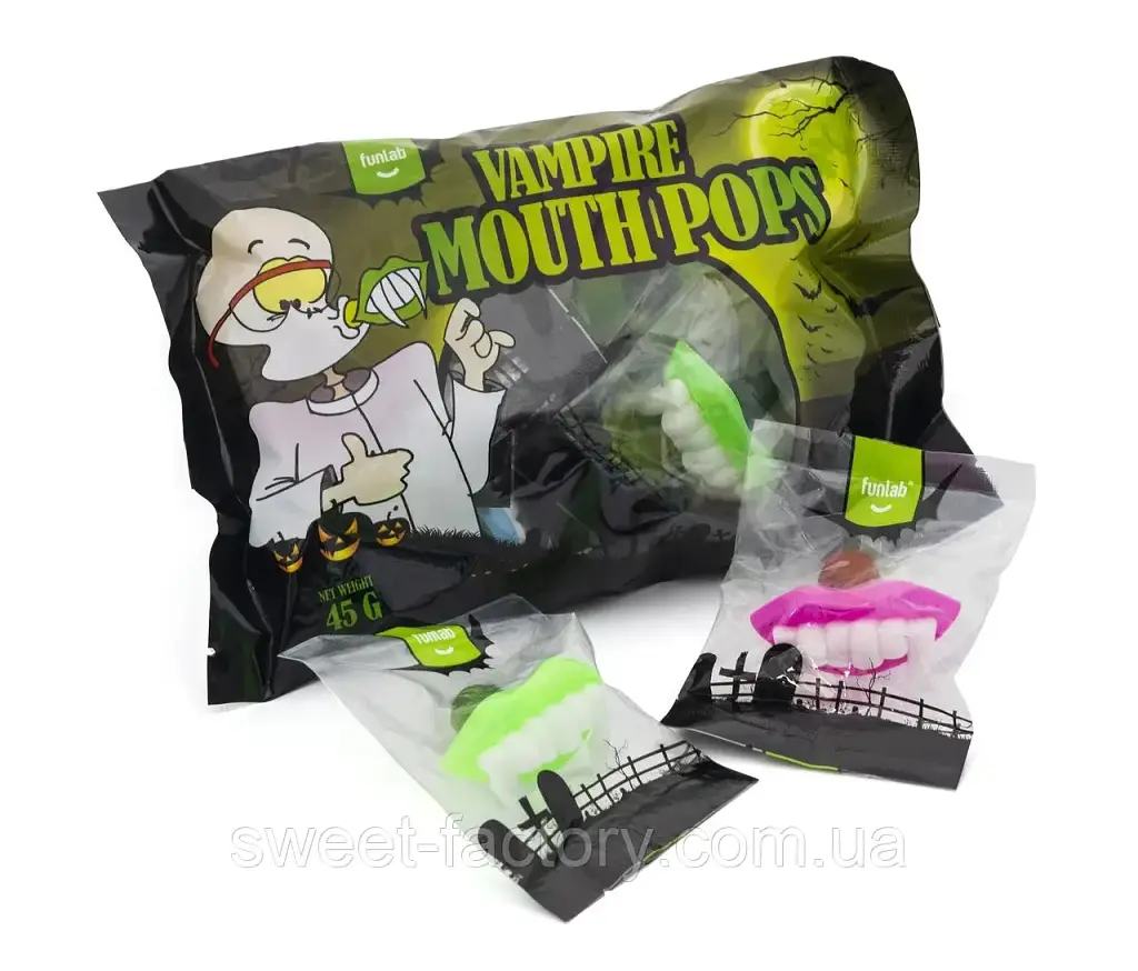 Льодяники Funlab Halloween Vampire Mouth Pops 8 x 6г - фото 2