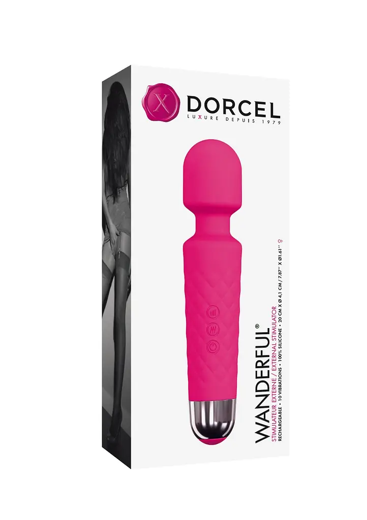 Мінівібромасажер водонепроникний Dorcel Wand Wanderful Magenta, 20х4 см - фото 3