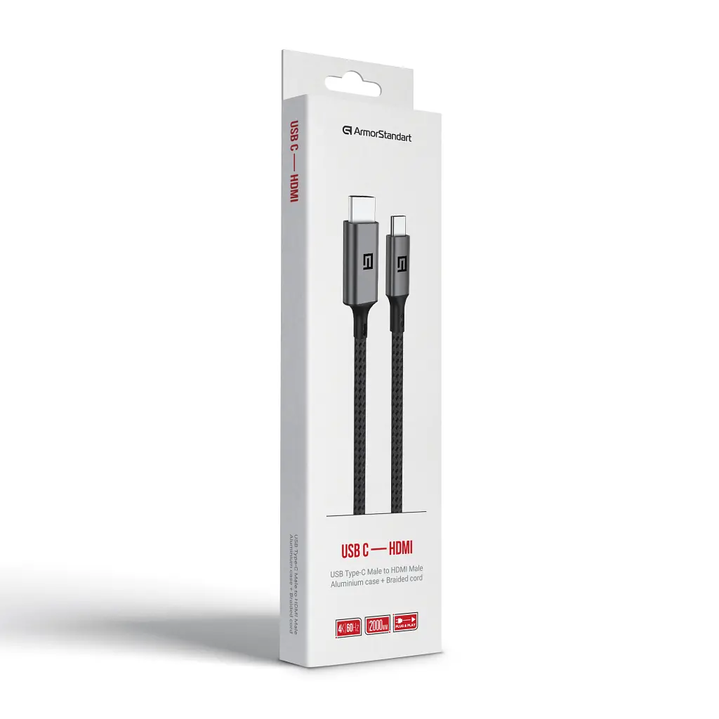 Кабель мультимедійний USB-C to HDMI M 2.0m 4K60Hz black Armorstandart (ARM76891) - фото 2