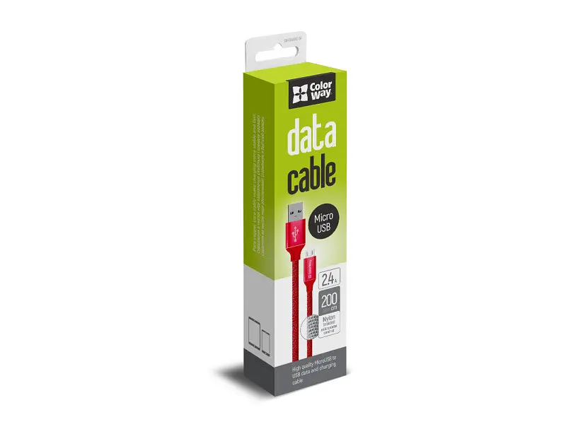 Кабель ColorWay (CW-CBUM009-RD) USB MicroUSB 2.4A 2м червоний - фото 3
