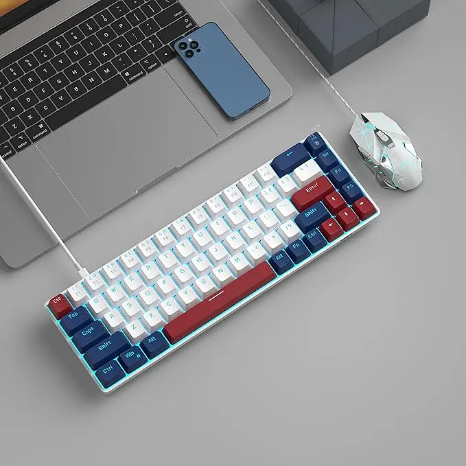 Игровая механическая проводная клавиатура MageGee MK-Box / 60% / 68 клавиш / Red Switch / Blue - фото 4