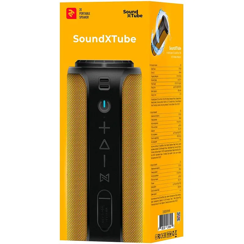 Портативна акустика 2E SoundXTube TWS MP3 Wireless Waterproof Yellow (2E-BSSXTWYW) - фото 6