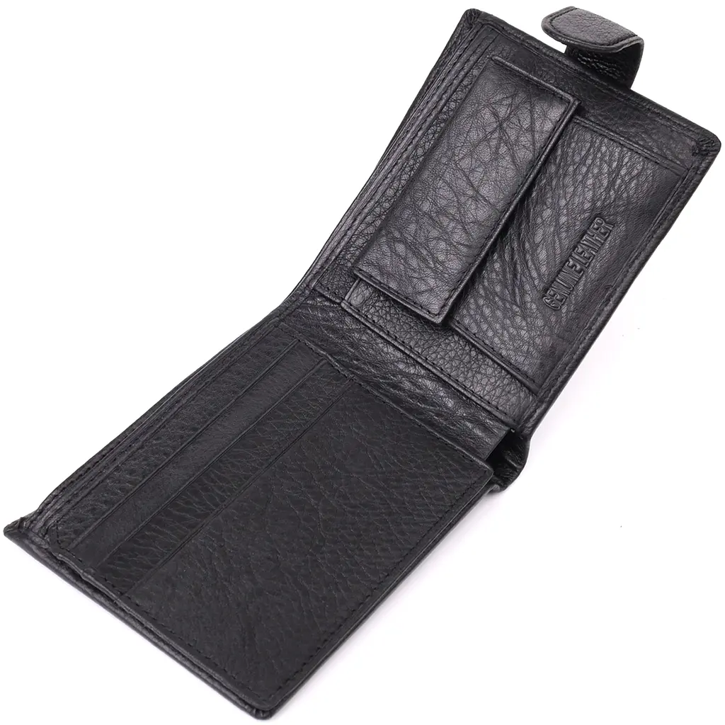 Класичний чоловічий гаманець горизонтальний з натуральної шкіри ST Leather 11.5х9.5х3 см acs0029626 - фото 6