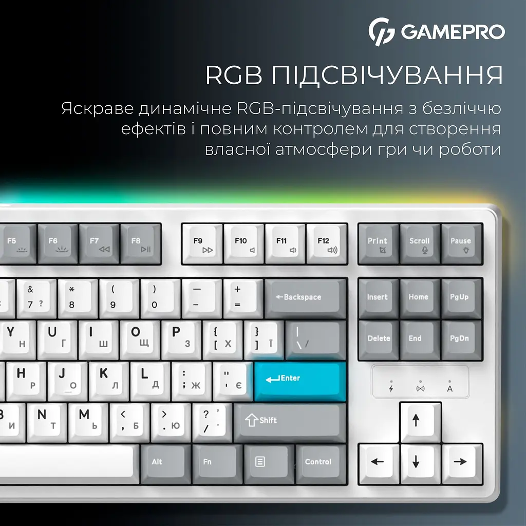 Клавіатура GamePro Asgard Ragnar Keychron Super Red Switch Wireless/Bluetooth/USB White бездротова (MK285WH) - фото 13