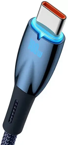 Кабель Baseus Glimmer Series Fast Charging Cable USB to Type-C 100W 2m CADH000503 Blue - фото 2