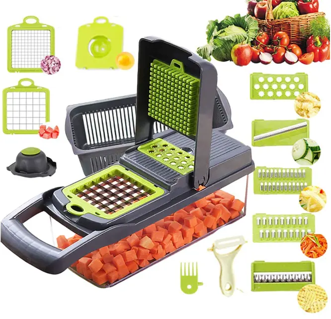 Овочерізка-подрібнювач Veggie Slicer 14 в 1 ситечко для яєць і ніж для чищення овочів KA-808 - фото 2