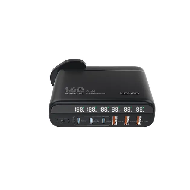 Розгалужувач зарядний пристрій LDNIO A6140C 140W LED display GAN - фото 3
