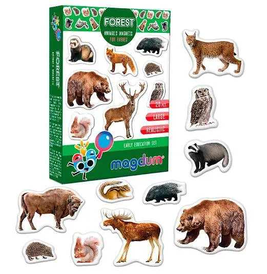 Магнитные игры Vladi Toys ML4031-29 EN "Magdum", "Forest. Рhoto", англ. язык Детский набор магнитов Лесные зверьки - фото 2