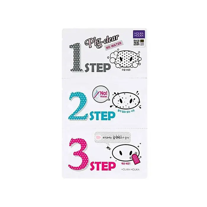 Набір для очищення пор 3-шага Holika Holika Pig Clear Blackhead 3-step kit (no water) від чорних цяток
