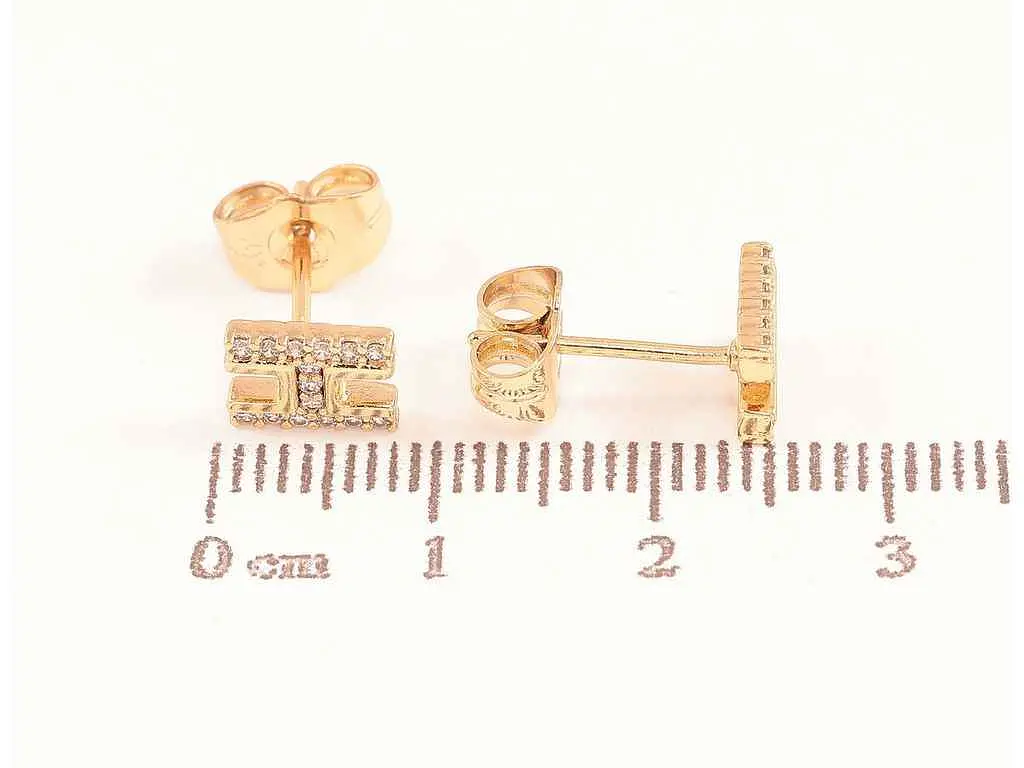 Сережки Xuping пусети позолота 18K "Буква H з кристалами" 285897 - фото 2