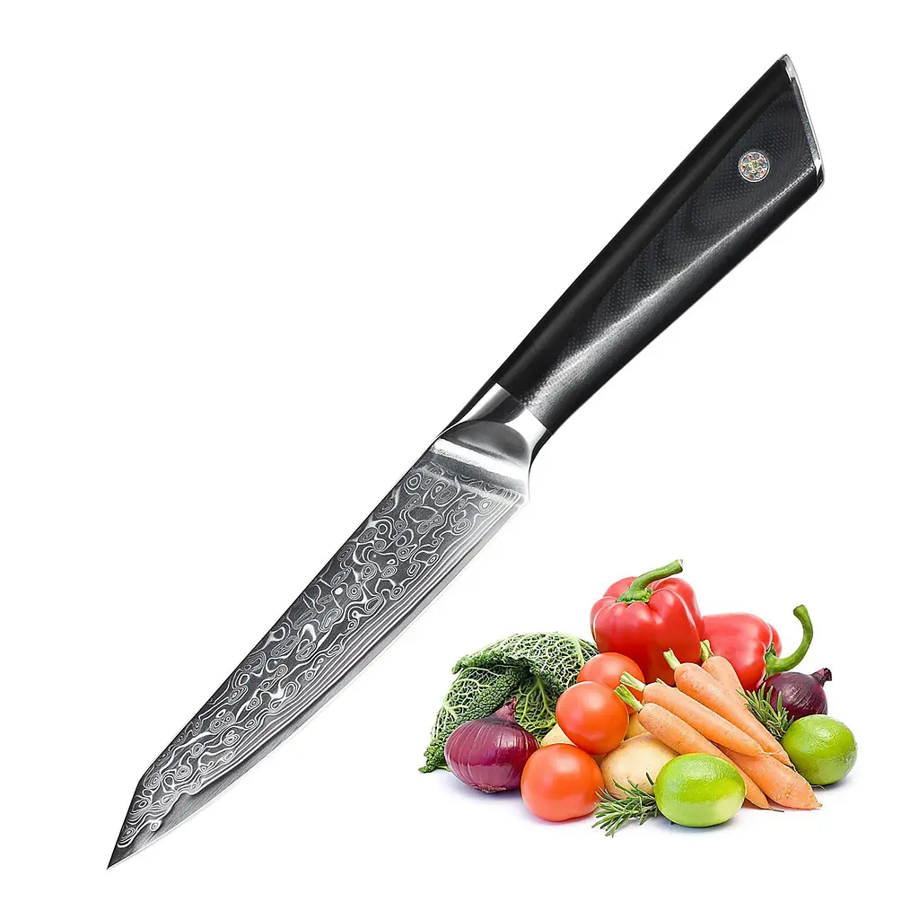 Ніж універсальний Damascus DK-LKB 5007 VG-10 дамаська сталь 67 шарів лезо 13 см - фото 4