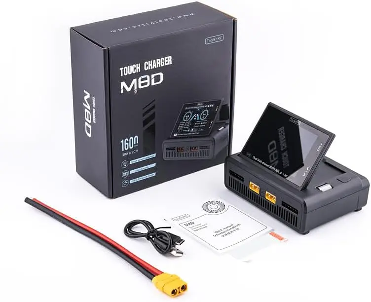 Двоканальний зарядний пристрій ToolkitRC M8D 1600W 50А для FPV 1-8S M6D M7 ADP100 ADP200 Q4AC Q6AC FlyOk Black - фото 2