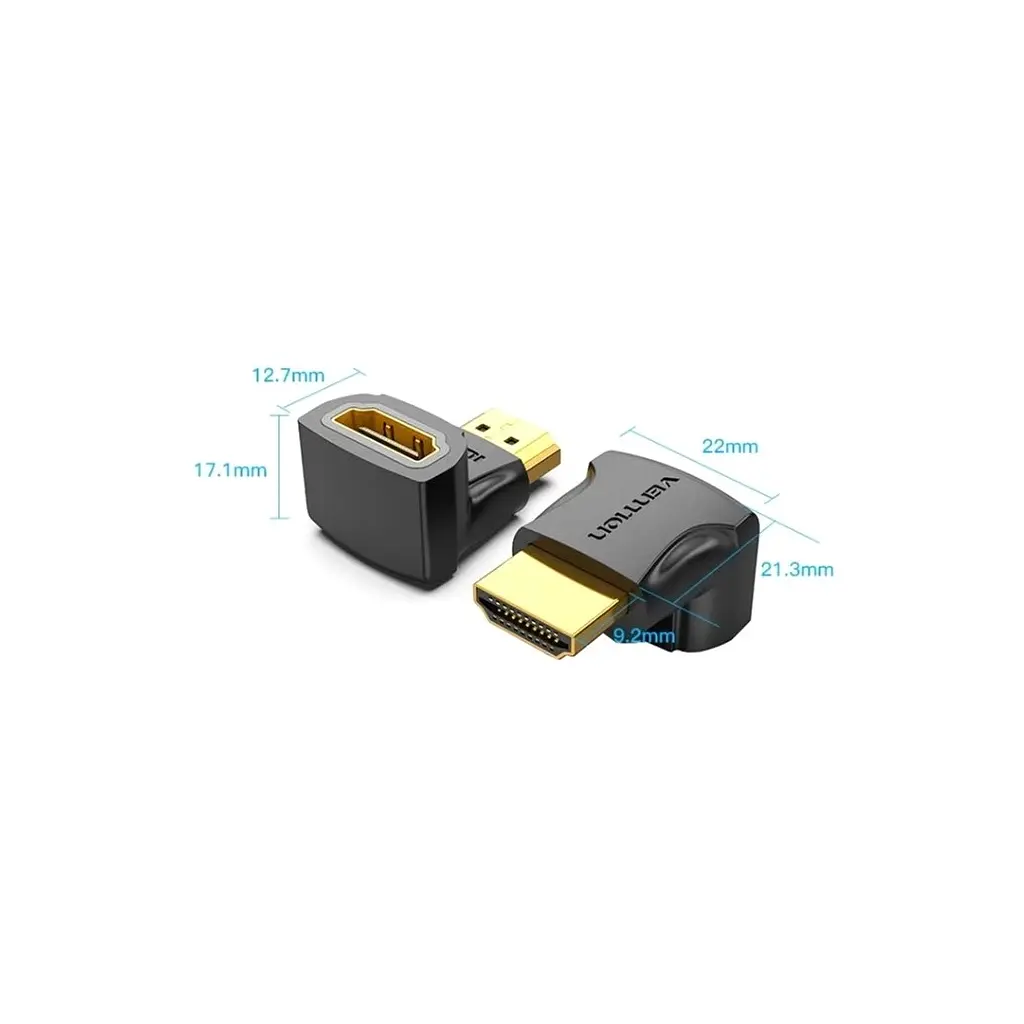 Перехідник HDMI F to HDMI M 90° 4K 60Hz PVC Vention (AIOB0) - фото 2