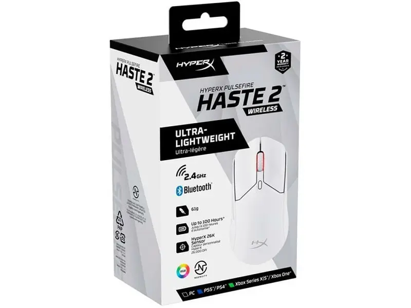 Миша HyperX Pulsefire Haste 2 Wireless White (6N0A9AA) - фото 8