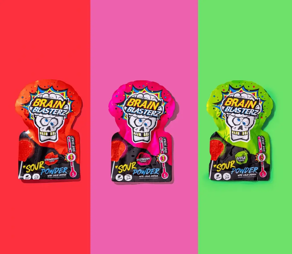Льодяник з кислим порошком Brain Blasterz Sour Powder Lolly Dipper Apple Flavor 10г - фото 5