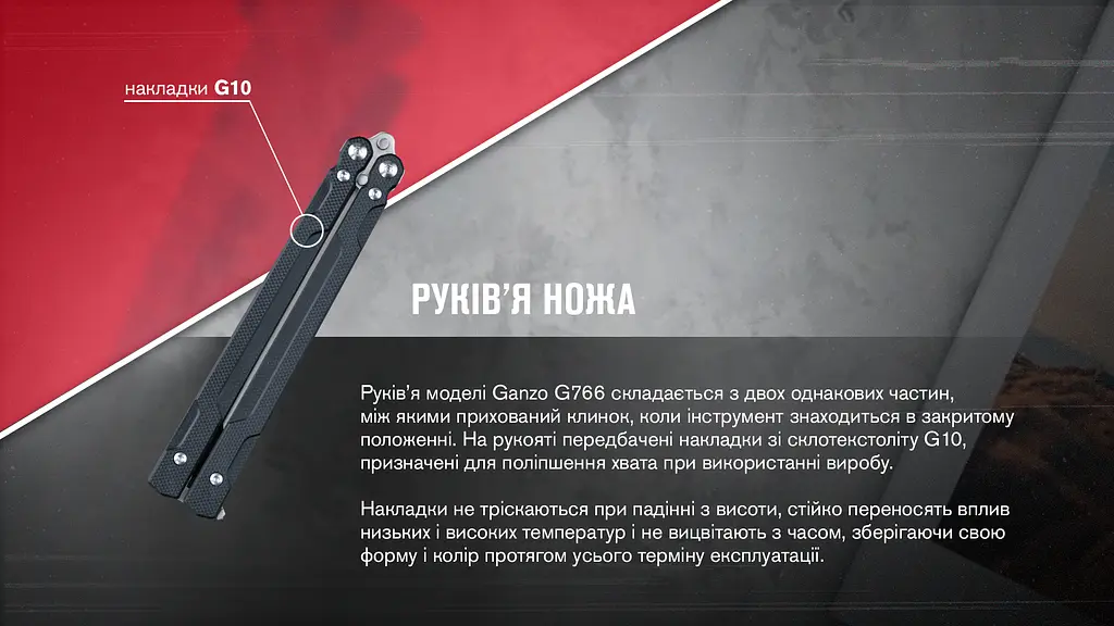 Нiж-метелик Ganzo G766-BK балiсонг - фото 14