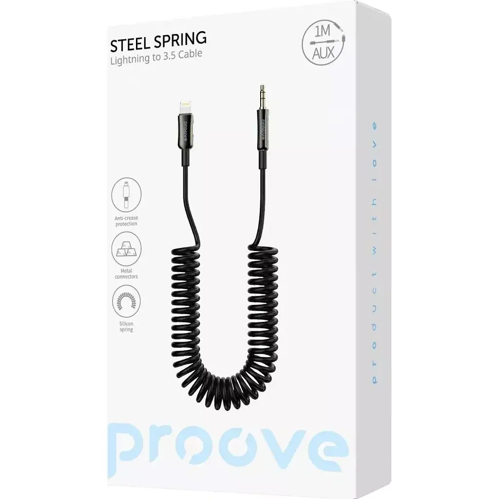 Кабель Proove Steel Spring Lightning to 3.5mm 1m (ACSS00005101) [168173] - фото 2