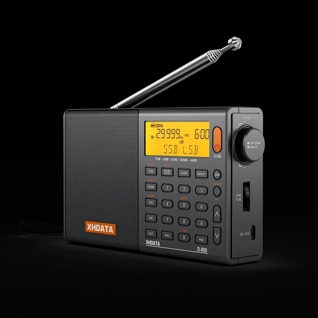 Цифровий DSP радіоприймач XHData D-808 всехвильовий з чохлом - фото 2