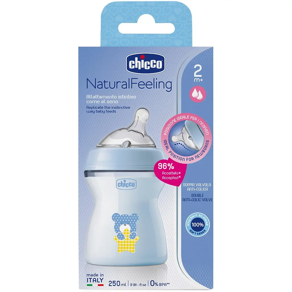 Бутылочка для кормления Chicco Natural Feeling, Color, c силиконовой соской, 250 мл, голубой (81323.20) - фото 9