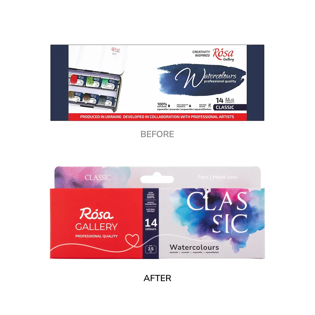 Набір акварельних фарб Classic металевий пенал Індіго 14 кол. х 2,5 мл кювета ROSA Gallery (4823098506942) - фото 5