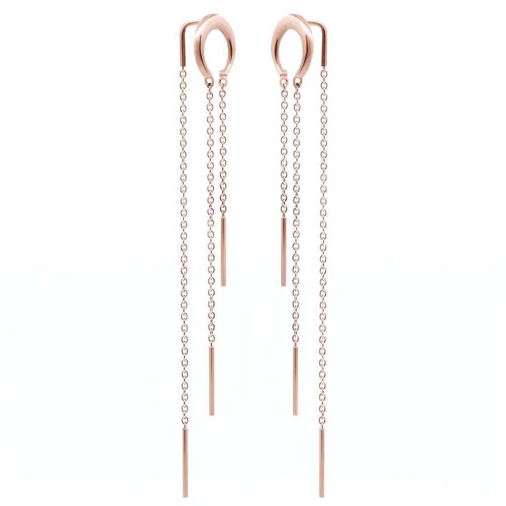 Сережки-протяжки з червоного золота Лунниця (з40061) - фото 4
