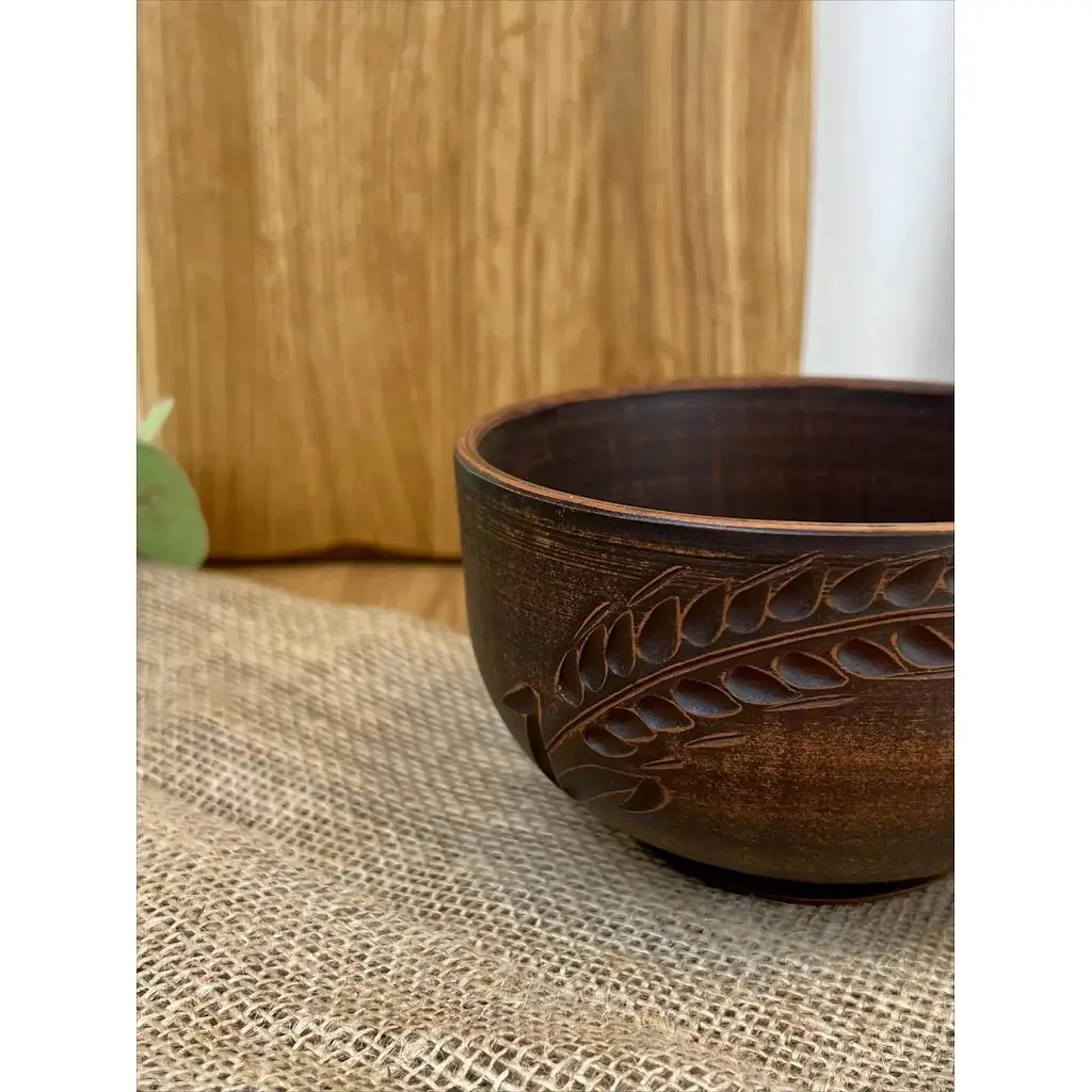 Салатник керамічний (глиняний) різьблений Колосок 700 мл - фото 7