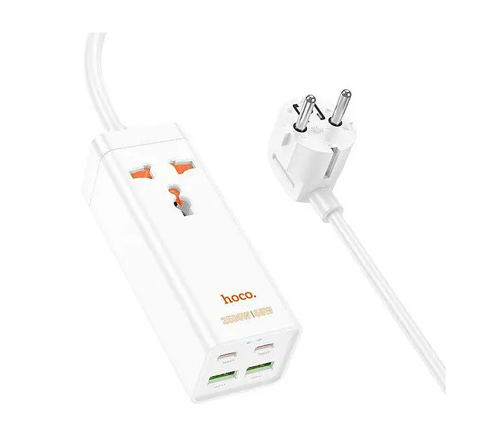 Мережевий фільтр подовжувач HOCO AC-10A 1x220V+2xUSB+ 2хType-C 65W, 1.5 м, 220 В, White - фото 5