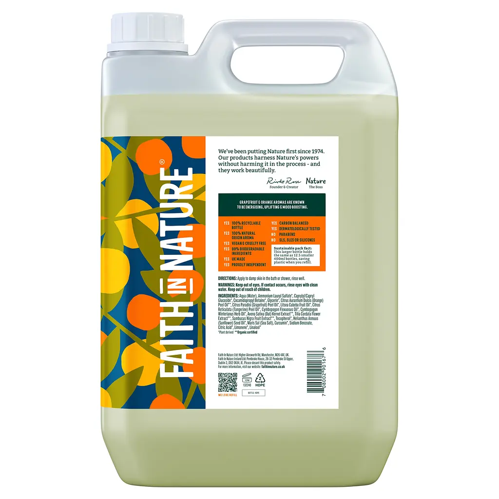 Натуральний гель для душу Faith in Nature з грейпфрутом та апельсином 5 л - фото 2