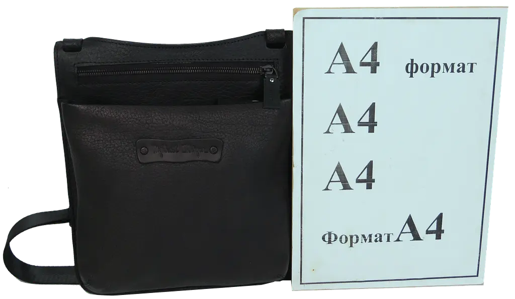 Мужская наплечная сумка из натуральной кожи черная Mykhail Ikhtyar sum0028770 - фото 8