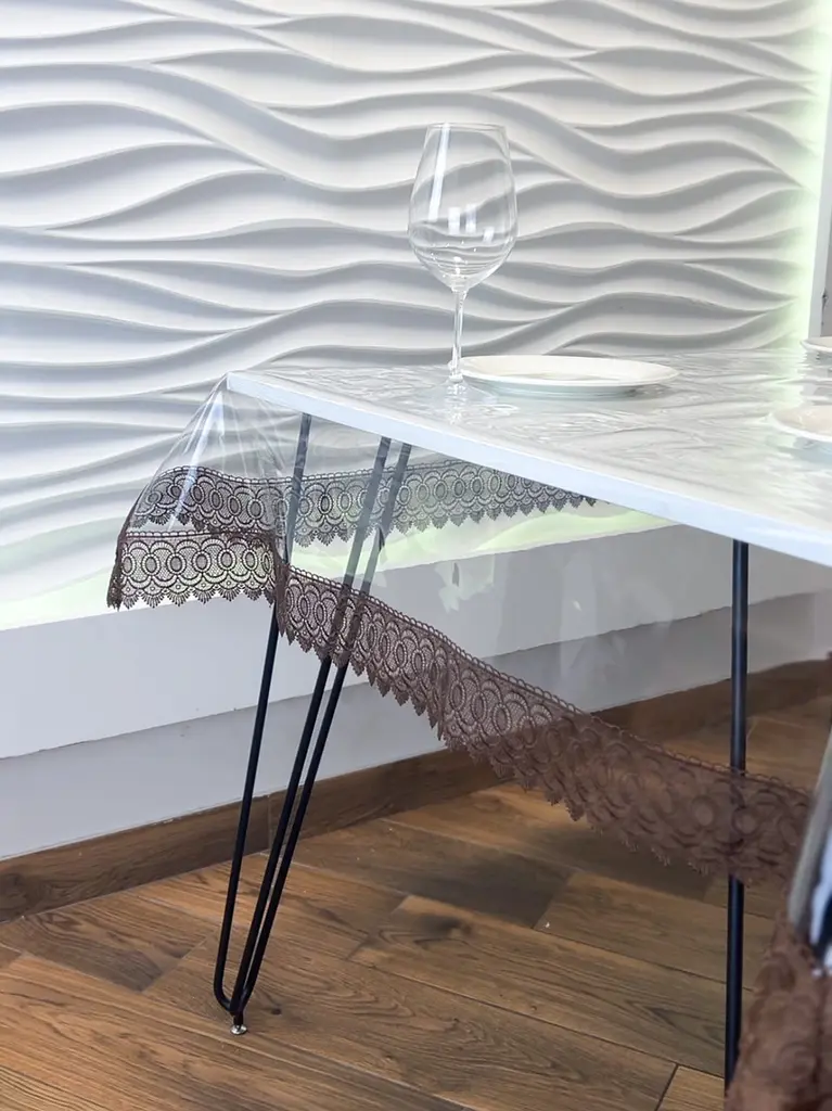 Силіконова скатертина з коричневим мереживом 7 см 140х140 см - фото 10