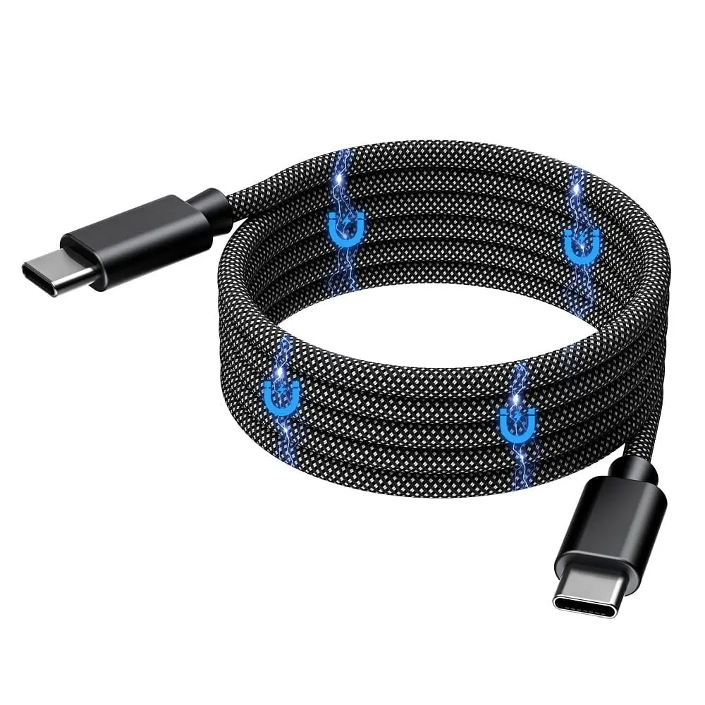 Кабель Choetech XCC-1052 Black USB-C to USB-C Magnetic PD3.1 240W 1.2m (43-00129) - фото 3