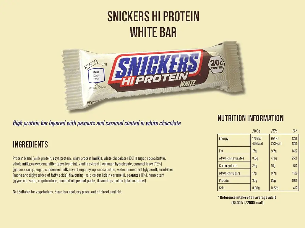 Шоколадний батончик Snickers Hi Protein Low Sugar White Chocolate Bar 57 г - фото 5