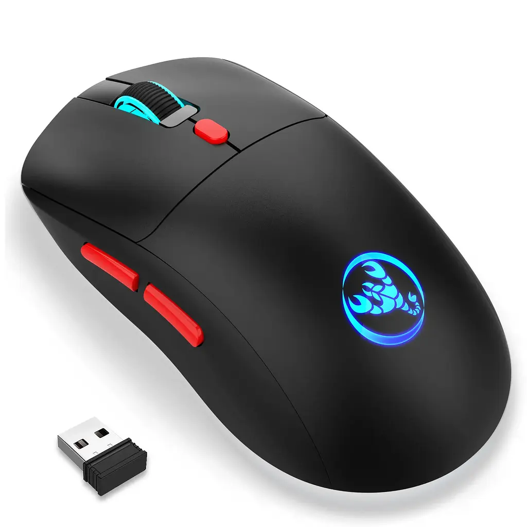 Компьютерная мышь HXSJ T20 беспроводная с аккумулятором и подсветкой 2,4GHz Black - фото 4