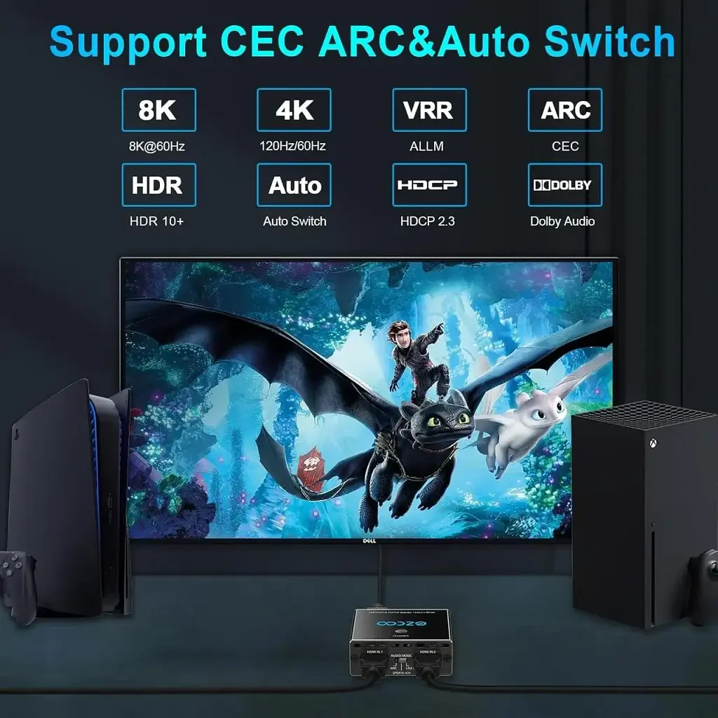 Аудіоекстрактор Ezcoo 4K@120Hz HDMI Audio Extrector Спліттер для HDMI-джерело, аудіоконвертер для HDMI - фото 8