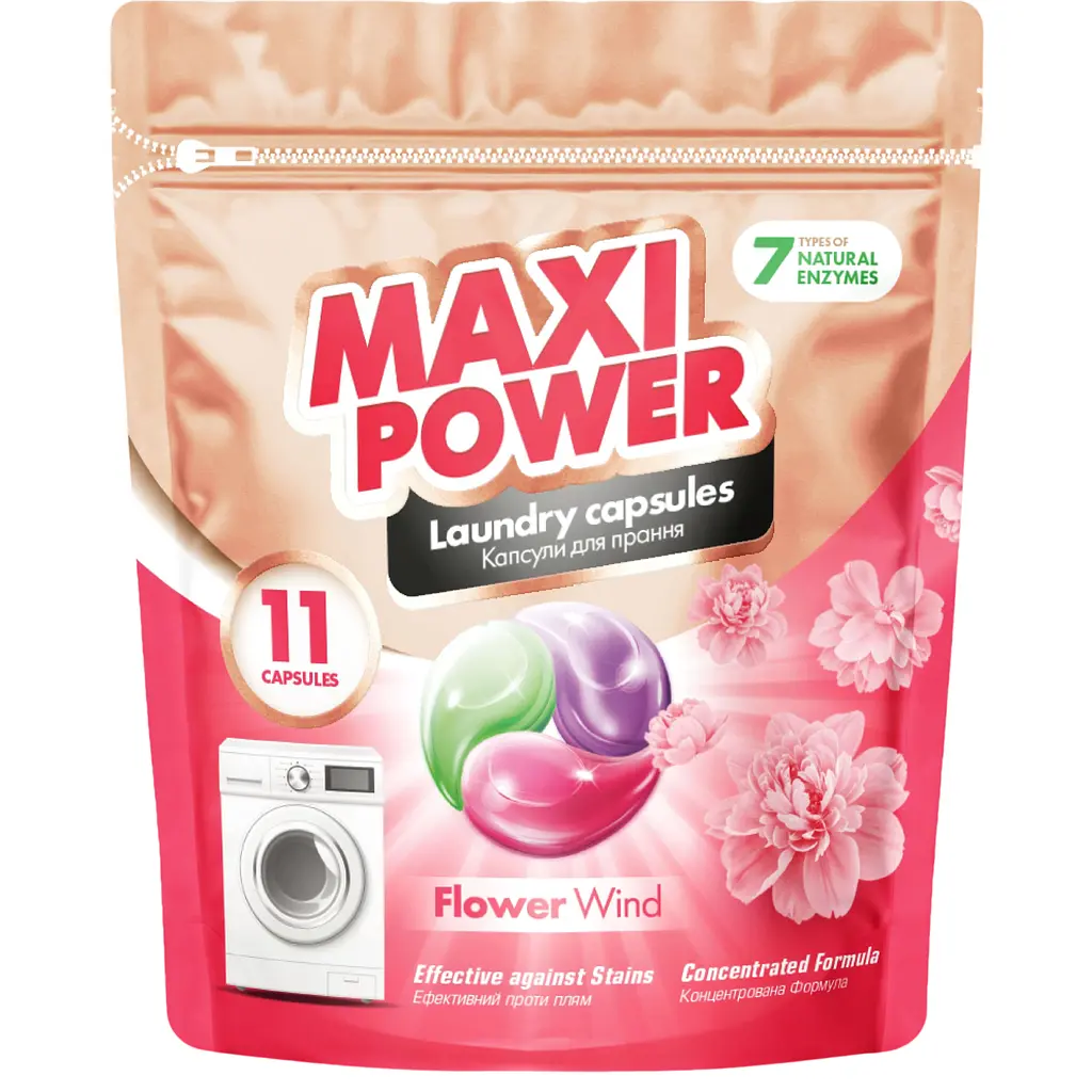 Капсули для прання Maxi Power Flower Wind 11 шт.