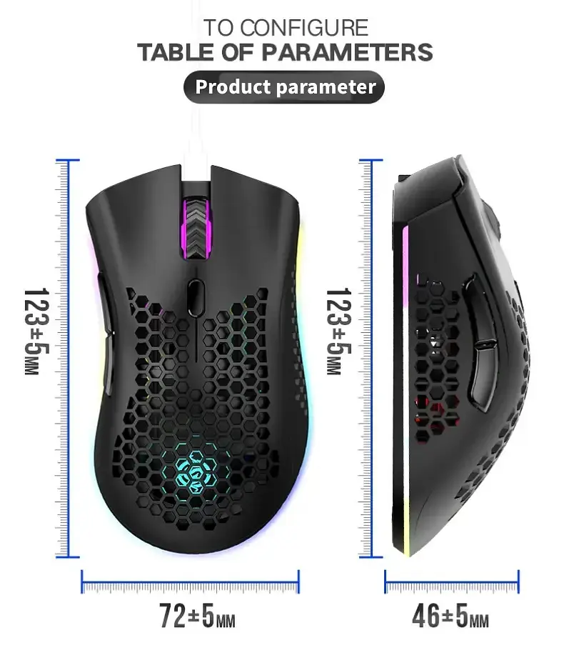 Бездротова Ігрова RGB Миша K-Snake BM600 2.4G з підсвічуванням Чорна  - фото 4