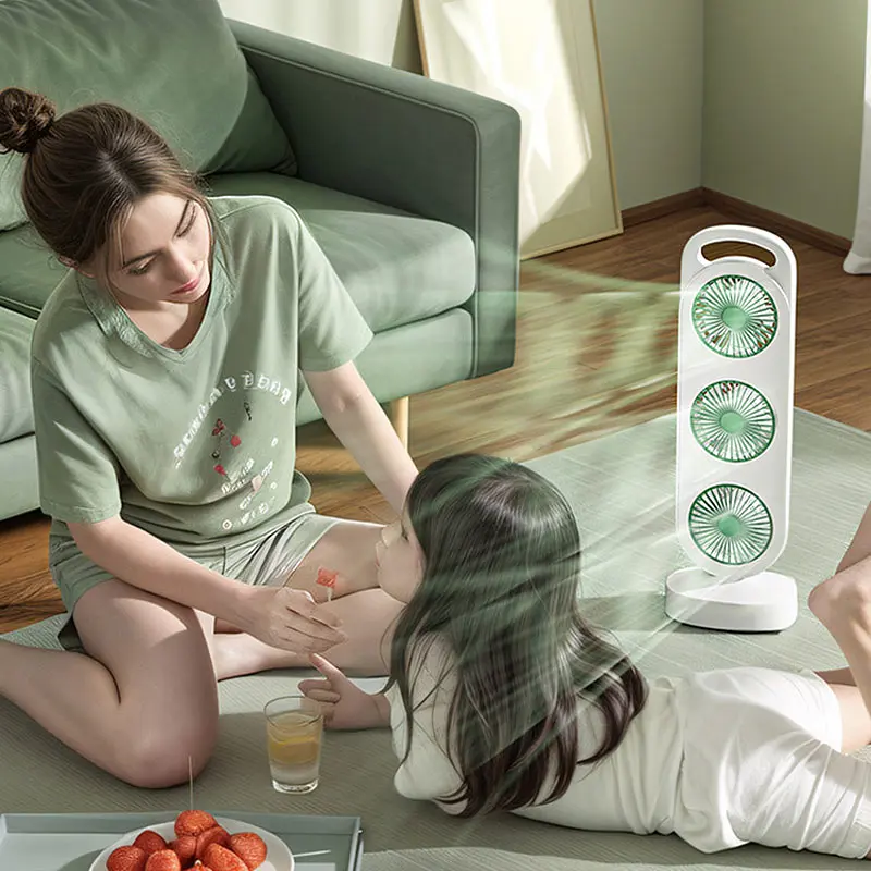 Настільний вентилятор Three Head Fan 1200 mAh Green Epik teh0029512 - фото 6