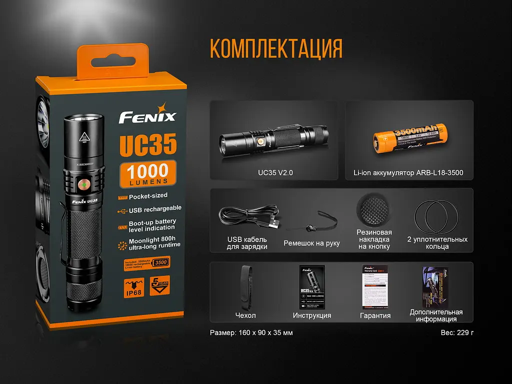 Фонарь ручной Fenix UC35 V20 CREE XP-L HI V3 - фото 18