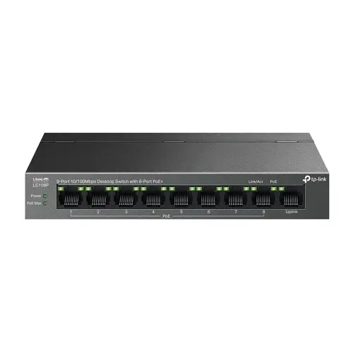 Комутатор LiteWave LS109P, Black, 9xRJ45 (1х10/100 Mb/s, 8x10/100 Mb/s PoE+) TP-Link teh0028269 - фото 2
