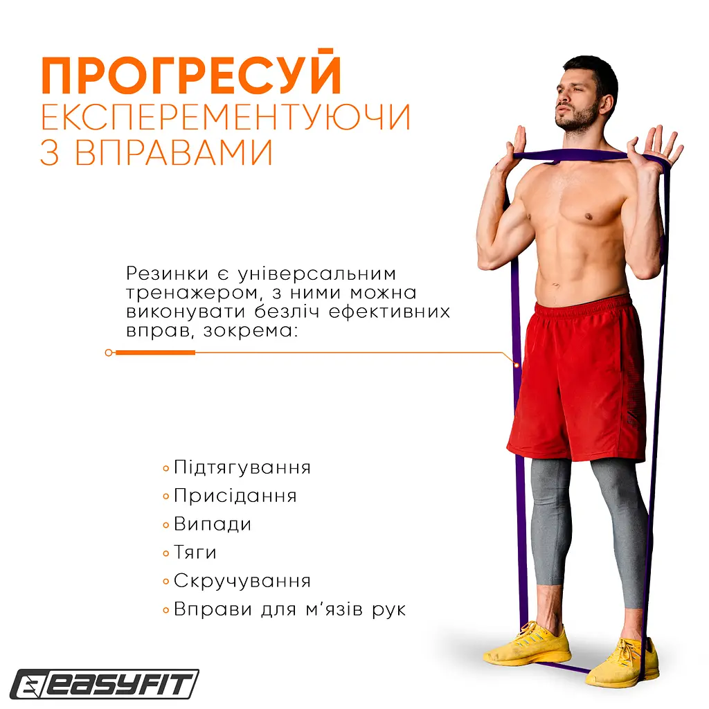 Резиновая петля EasyFit 15-45 кг Фиолетовая - фото 4