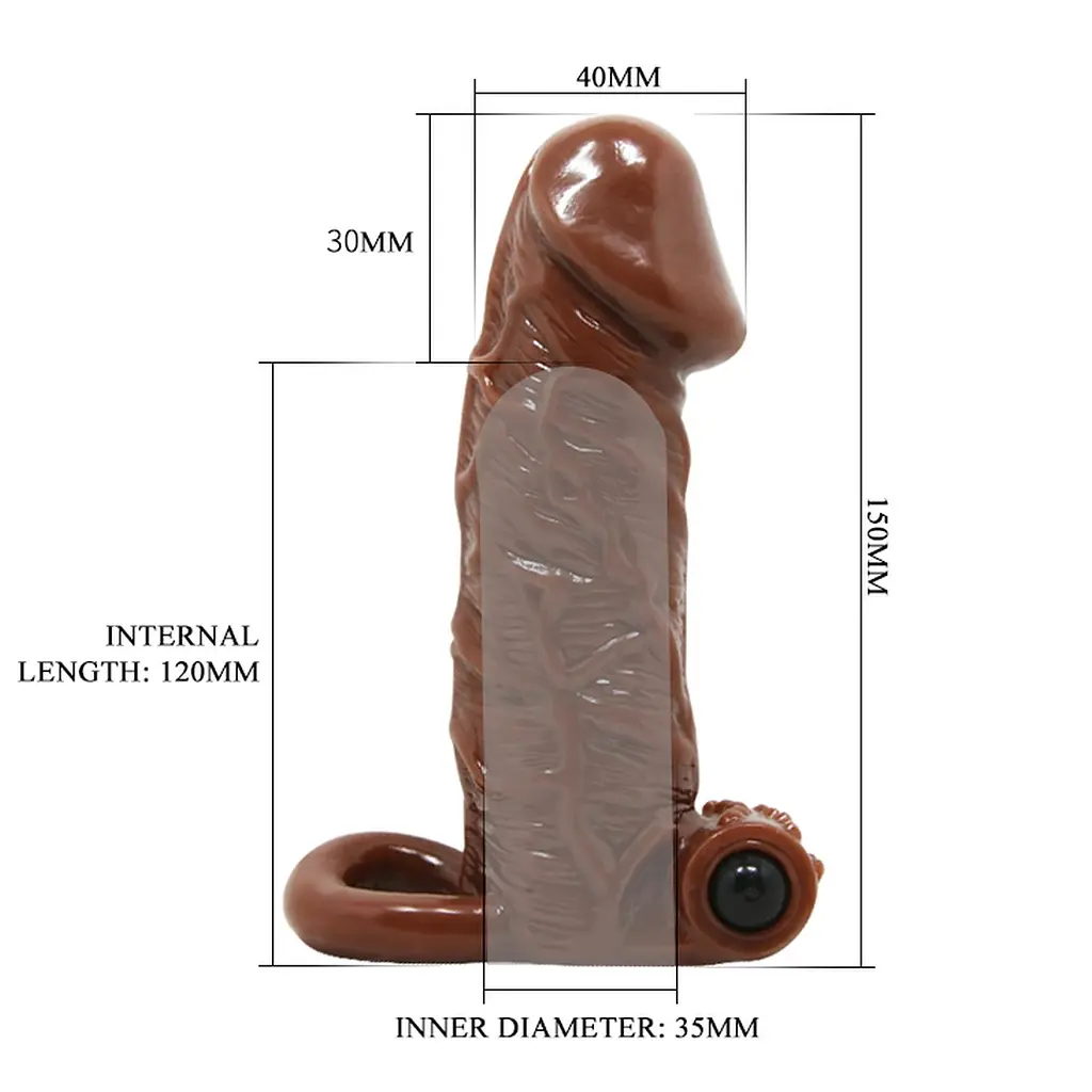 Насадка на пеніс Brave Man Vibrating Penis Sleeve Flesh, 15 см (brązowy) - фото 4