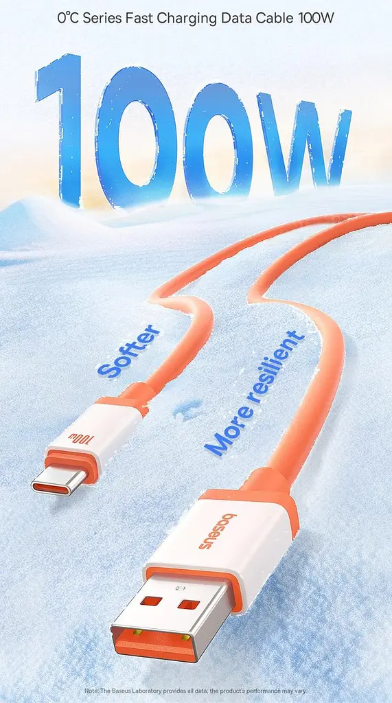 Кабель Baseus 0℃ Series Fast Charging Cable USB to Type-C 100W 1m P10368801731-00 Coral - фото 7