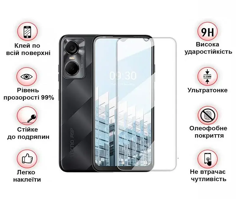Захисне скло BeCover для Tecno Pop 6 Pro (BE8) Crystal Clear Glass 3D (708555) - фото 3
