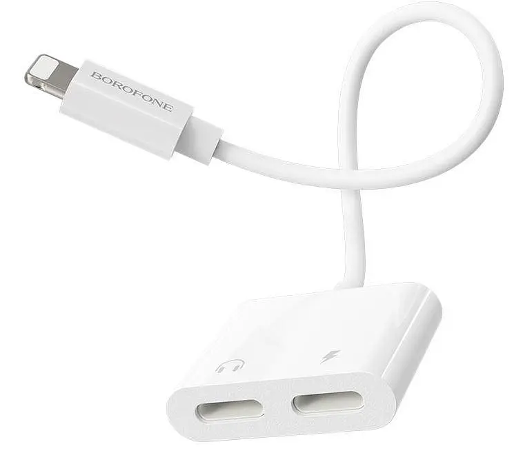 Переходник аудиоадаптер Borofone BV11 Dual Lightning digital audio converter белый - фото 2