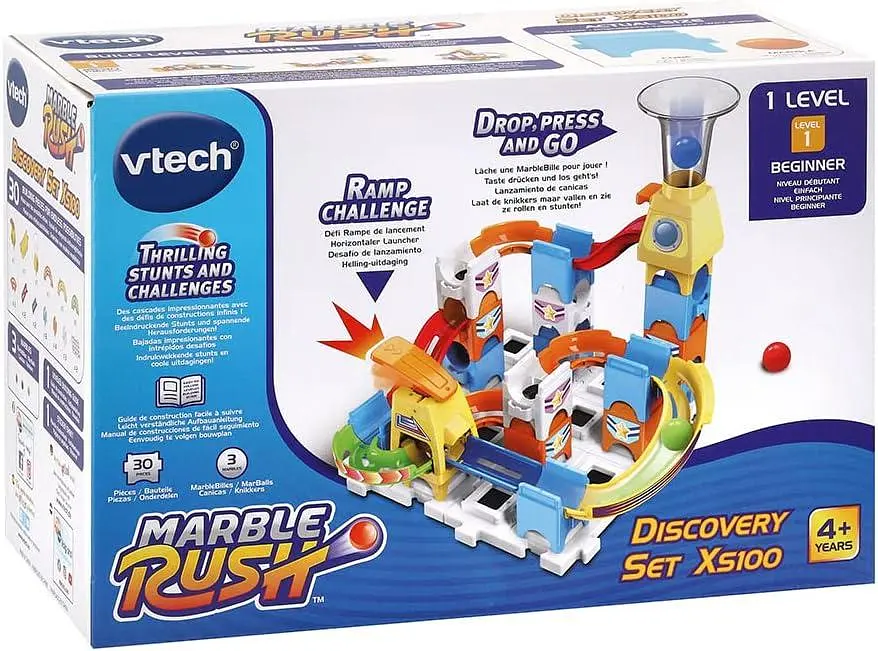 Конструктор лабіринт VTech Marble Rush Discovery XS100 кульковий трек 30 деталей 3 кульки STEM-конструктор від 4 років (SKU-326)