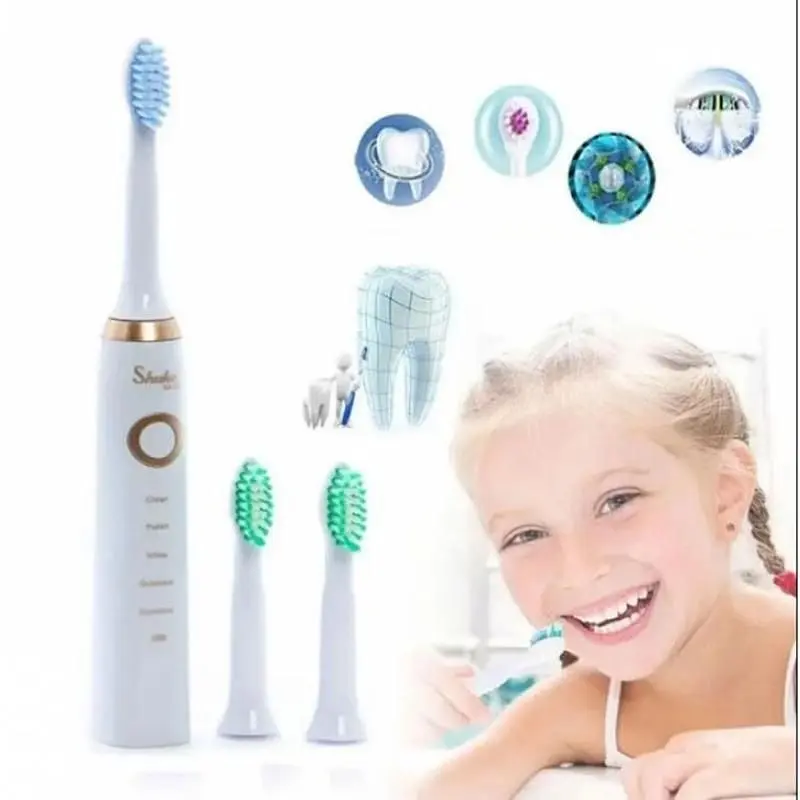 Електрична звукова зубна щітка Shuke SK-601 з 5 режимами роботи + 4 насадки - фото 6