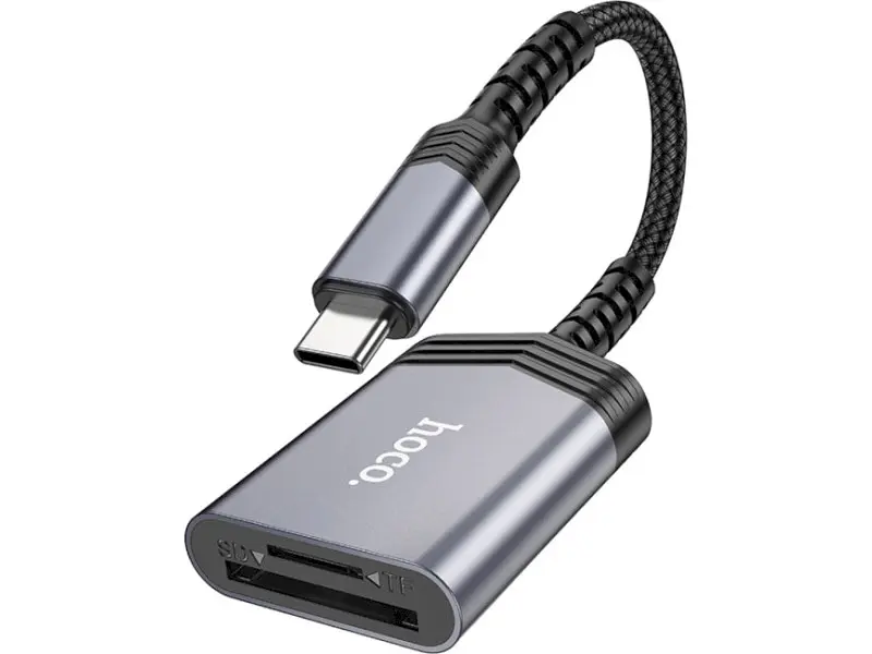 Картрідер Hoco UA25 2-in-1 USB-C to SD/TF Metal Gray (6942007608862) - фото 3