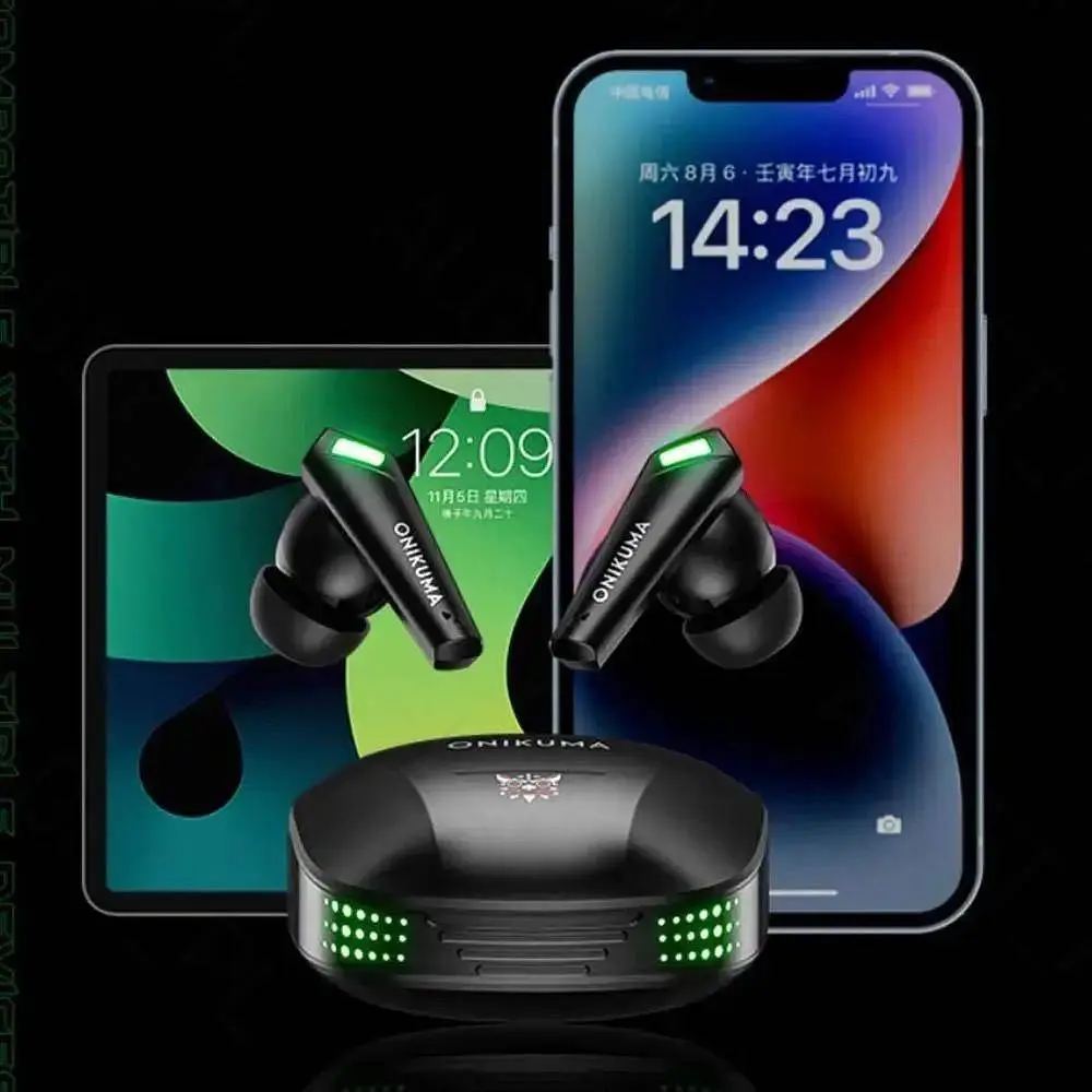 Геймерские Bluetooth наушники Onikuma T308 с зарядным кейсом Игровая гарнитура Чёрный - фото 9